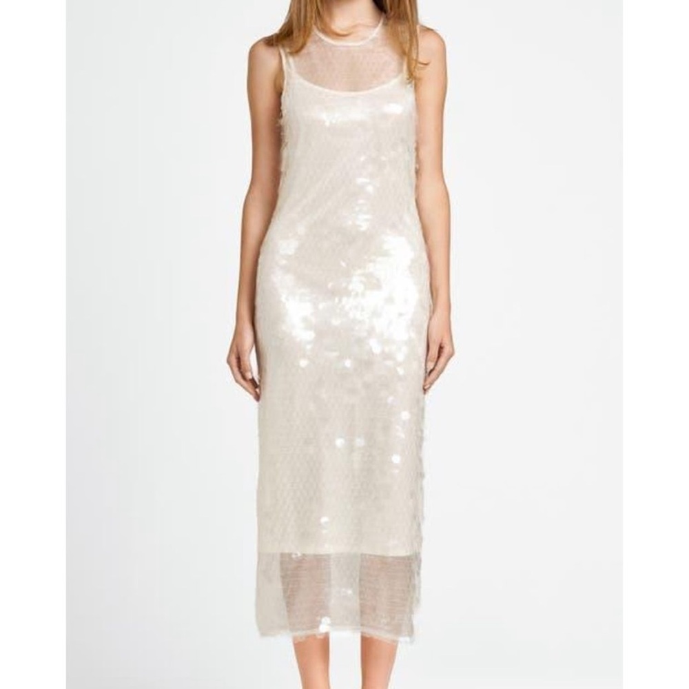 Wayf Women's White X Chérie Madeleine Danse Sequin Sleeveless Midi Dress